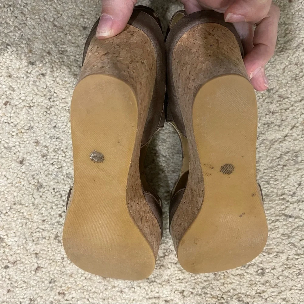 Coclico Mosaic Cork Wedge Sandals Size 38 / 7.5 Brown